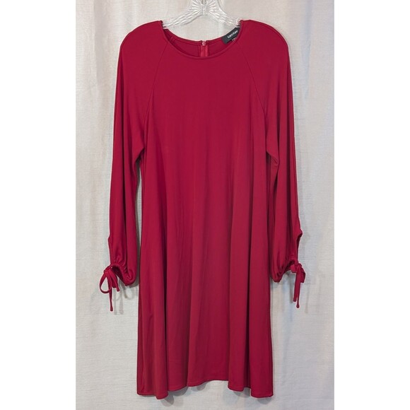 Karen Kane Women's Size LARGE Red Jersey Knit Swing Holiday Dress Made in USA - Picture 1 of 12